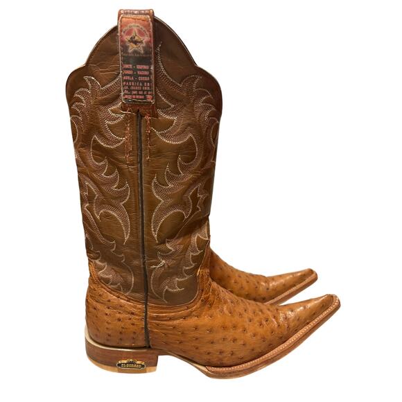 El Dorado Full Ostrich Size 6.5 Women’s Western Cowboy Boots Extra Long Toes EUC - Picture 1 of 13